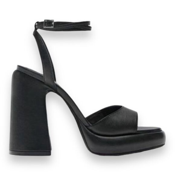 ZARA | Black | CHUNKY HIGH HEELED PLATFORM SANDALS - Picture 2 of 11